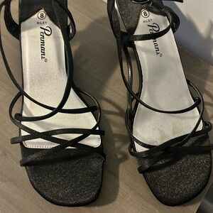 Penman Black Strappy Women's Heels